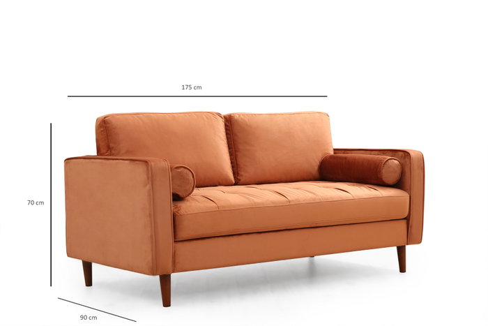 Atelier Del Sofa Sofá de 2 Plazas Naranja 175x90x70cm